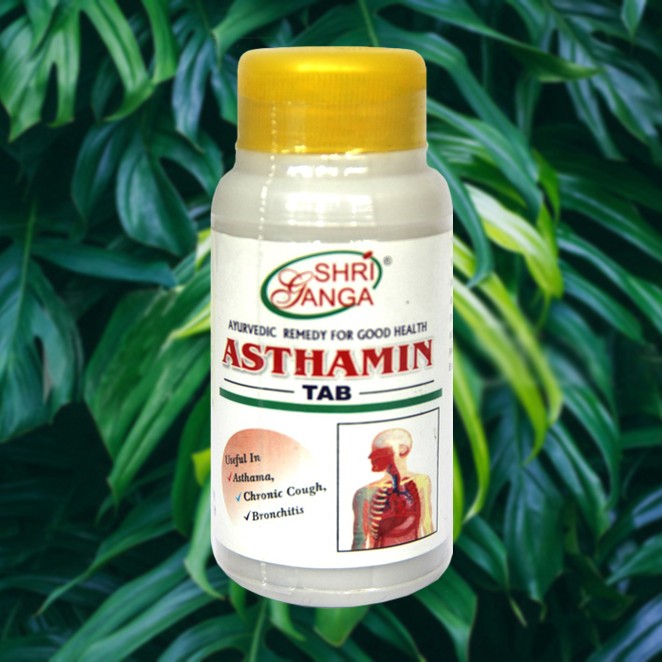 Астамин, лечение легких, от бронхита, 100 таблеток, Шри Ганга, Asthamin 100 tabs, Sri Ganga