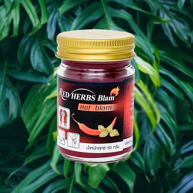 Традиционный тайский бальзам Korn Herb (С красным перцем чили), 60 грамм, Thai Label Balm Chili
